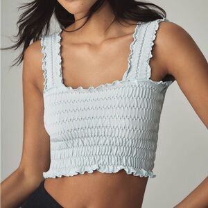 White Smocked Ruffle Tank Top - Women -NWT